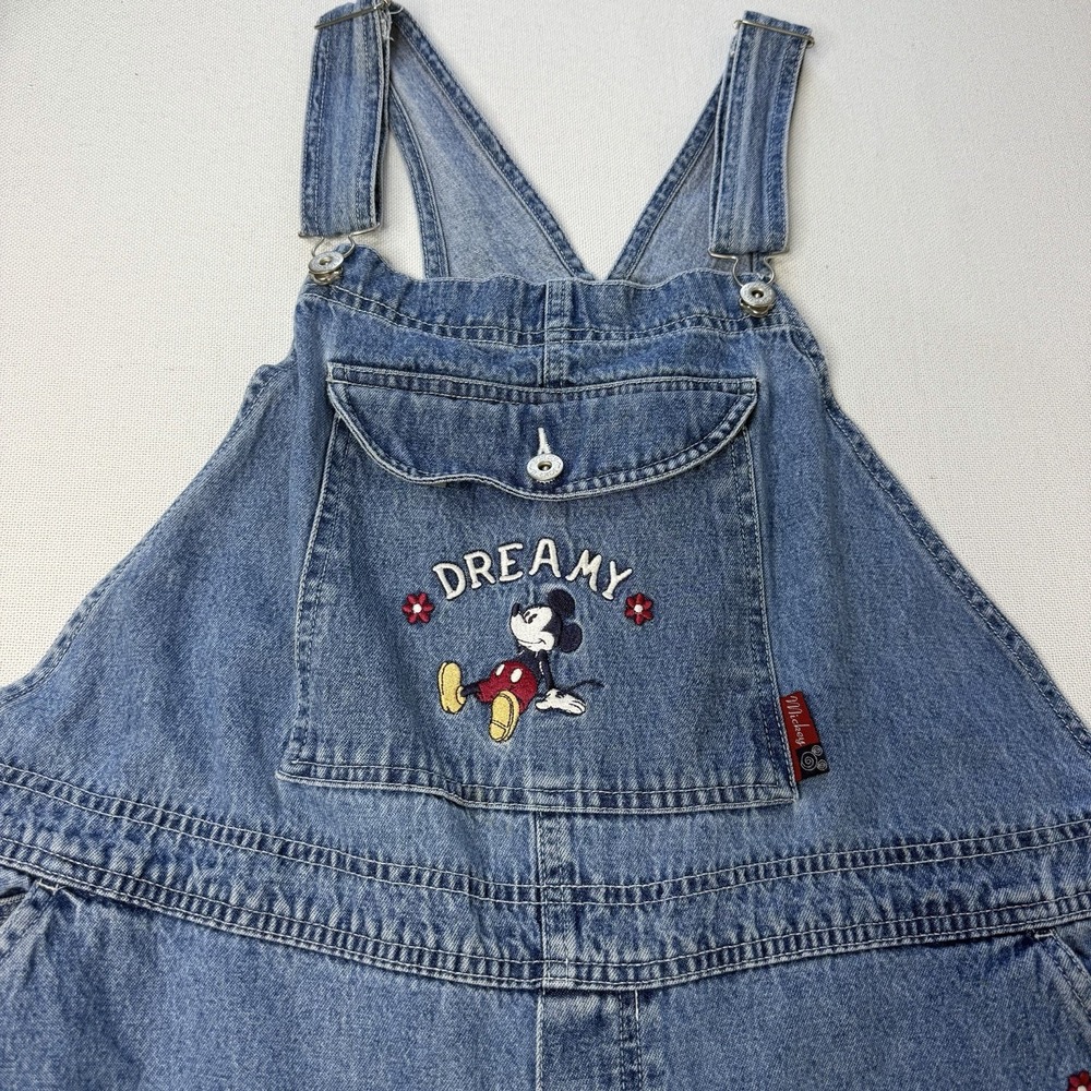 Vintage 90s Mickey Unlimited Disney Overalls Womens 20 Denim Embroidered Dreamy - Picture 3 of 16